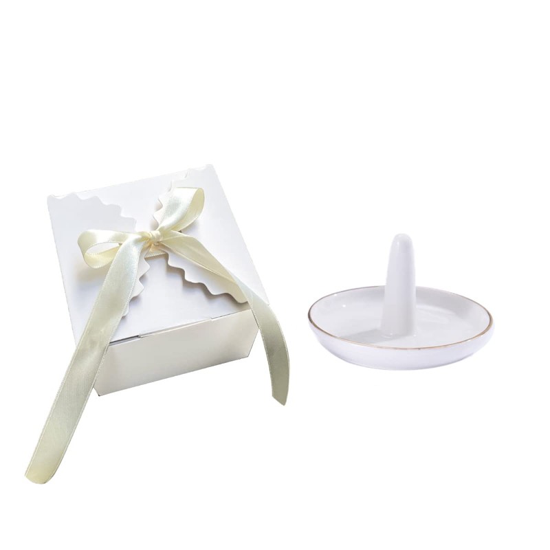 oskas White Ring Dish Holder,Engagement Wedding Bridal Shower Gift，Decorative Trinket
