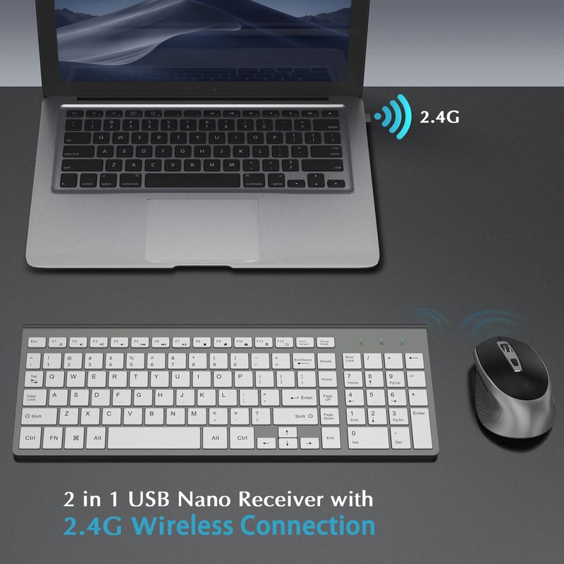 Wireless Keyboard and Mouse, J JOYACCESS Slim and Ergonomic Wireless