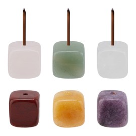 WEBEEDY 6 Pcs Quartz Stone Incense Holder for SticksCrystal Stone Incense Burner Incense Stick Holder for Aromatherapy, Yoga, Meditation