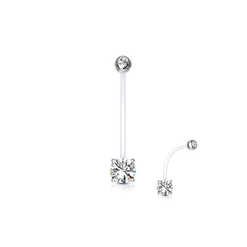 Treuheld® Pregnancy Piercing with Crystal, 3 Colours [1st], Clear