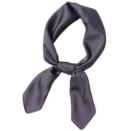 27.5" Mulberry Silk Feeling Head Scarf Solid Color Square Satin Neck Scarf Bandana Headscarf Hair Wrap for Women(Grey)