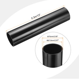 sourcing map 3 Inch PVC Rigid Tube Round Pipe Tubing Hardware Tubing 67.8mm ID 75mm OD 330mm/13 Black High Impact for Water Pipe Crafts Cable Sleeve