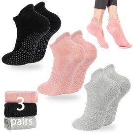 Calcetines de agarre para pilates, calcetines deportivos antideslizantes de yoga con empuaduras para mujer, calcetines pegajosos para hospital,...    