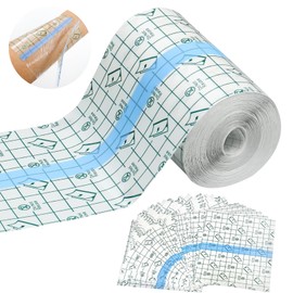 Waterproof Transparent Bandage, 10 cm x 10 m Shower Plaster, Waterproof, Large, with 10 Pieces Waterproof Plasters, Fixer Plaster Stretch, Waterproof Plaster Roll, Anti-Allergic, Sports Shower