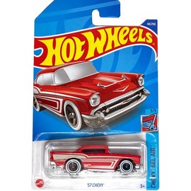 Hot Wheels '57 Chevy [Red] Bel Air 3/5, 44/250, 1:64 Scale Diecast Car