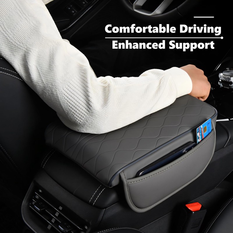 Upgraded Car Center Console Cover, 2 Side Storage Pockets bags,
