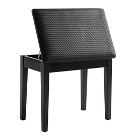 Korrie Home Piano Bench with Storage for Music Books, Waterproof Synthetic Leather Padded Seat, Oak Wood Holds 300 lbs, Soft Cushioned Vanity Stool, Easy Assembly, 13.8"x22"x19.5" Black