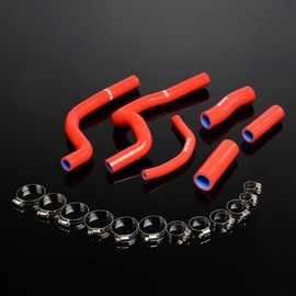 PIT66 Silicone Radiator Hose Kit,Compatible with 1995-2001 Honda CR500 Red with Clamps