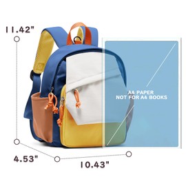 wassdins Toddler Backpack for Boys Girls, Kindergarten Kids Backpacks, Preschool Bookbag with Name Tag Pocket, Small Child Back Pack Daypack for Travel, Hiking Yellow Blue