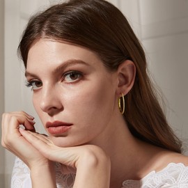 Hoop Earrings Gold for Women Big Sterling Silver Hoop Earrings Gold Plated Large Circle Earrings Big Hoop Earrings 925 Silver Diamond Hoops Earrings Gold Earrings for Women 38mm