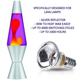 UniBulb R39 E14 30W Lava Lamp Bulbs, 180lm, 220-240V, Small Edison Screw (SES), Dimmable, 2700K (Warm White), Spotlight Halogen Bulbs (Silver Reflector Base), 4000 Switching Cycles, Pack of 3