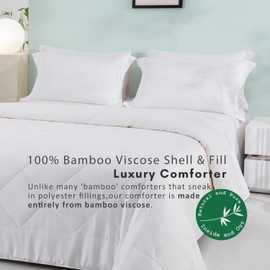 TOSMO 100% Viscose from Bamboo Comforter, Soft Breathable Cooling Silky Duvet Insert, Down Alternative Duvet Insert for Restful Sleep (King, White)