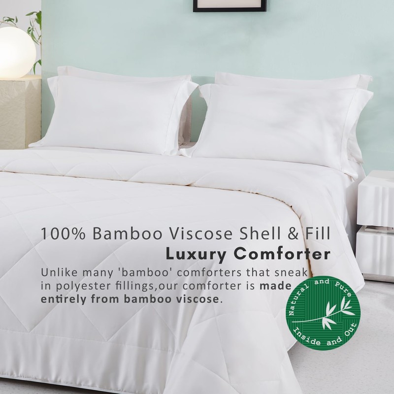 TOSMO 100% Viscose from Bamboo Comforter, Soft Breathable Cooling Silky