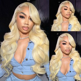 613 13x6 Lace Front Wig Human Hair 200 Density 22 Inch Blonde Wig Human Hair 613 HD Lace Frontal Wigs Human Hair 13x6 Blonde Lace Front Wigs Human Hair Pre Plucked Body Wave Lace Front Wigs for Women