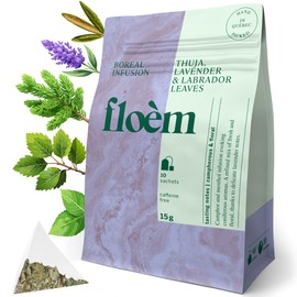 Floem - Peppermint, Lavender & Thuja Tea Bags with Labrador Tea Leaves - Premium Decaf Plant-based Herbal Tea Blend