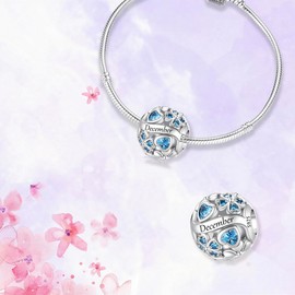 MICOO 925 Sterling Silver Birthstone Charms Bead Charms for Bracelet and Necklace Four Leaf Clover Birthstone Charms Jewelry Gift for Women