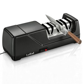 Electric Knife Sharpener for Kitchen, 3-Stage System with 15° Guide