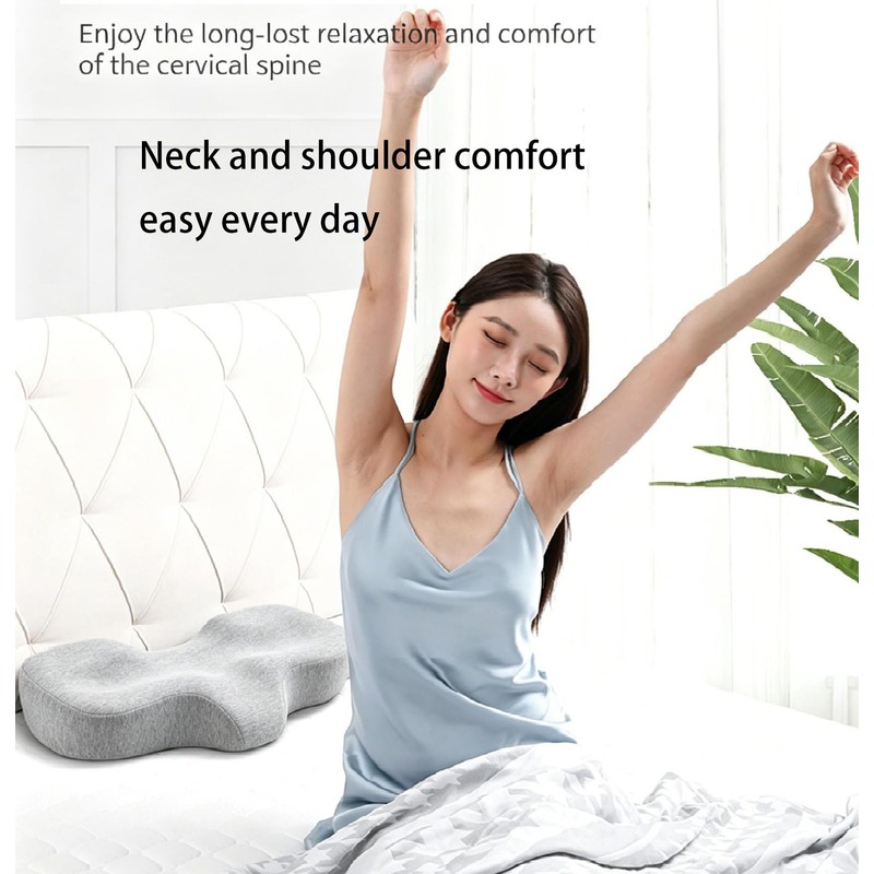 Memory Foam Cervical Pillow, Contour Design Relieves Neck Pain &
