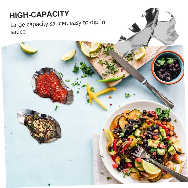 OHPHCALL 6pcs Stainless Steel Oyster Dipping Dishes Reusable Oyster Shell