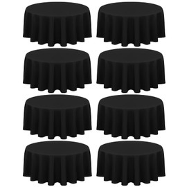 8 Pack Black Round Tablecloth 90 Inch Circle Polyester Table Cloth, Washable Fabric Stain and Wrinkle Resistant Table Cover Round Table Clothes for Wedding Parties Banquet Reception Gift Table