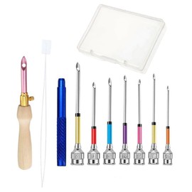 10Pcs Punch Needle Kits, Punch Needle Starter Kit, Adjustable Punch Needle Tool Set with 7 Sizes Needle Heads, for Adults Beginner Embroidery