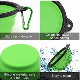 Collapsible Pet Bowl Set, Portable Silicone Travel Food Water Bowls with Carabiner Clip, Multi-Color, Space-Saving Design for Dogs Cats (Pink & Black)