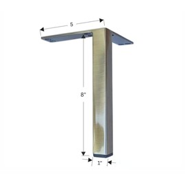 Alpha Furnishings 8" Square Metal Furniture Legs Antique Brass Finish, Replacement Sofa Couch Cabinet Feet, Set of 4 PCs