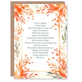 Artery8 Christian Birthday Card I am a Sinner Charles Spurgeon Quote Orange Floral Blank Card For Him Or Her