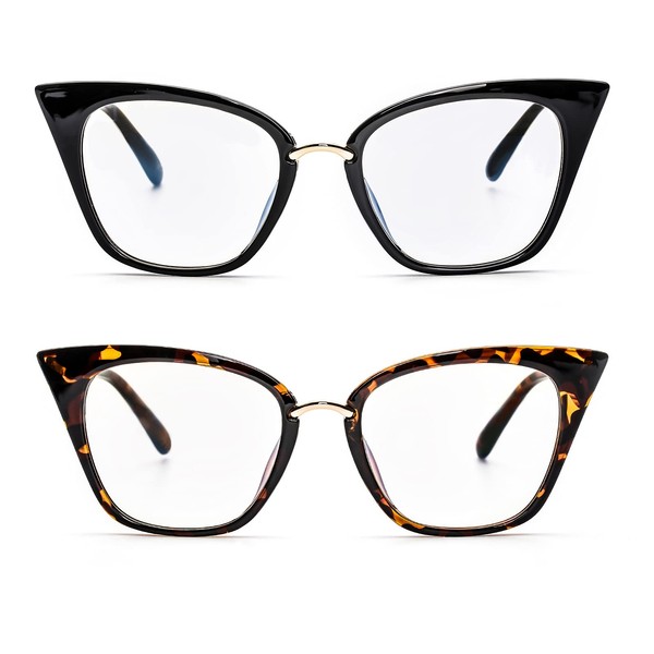 ZUVGEES 2 Pack Womens Cute Oversized Cat Eye Blue Light