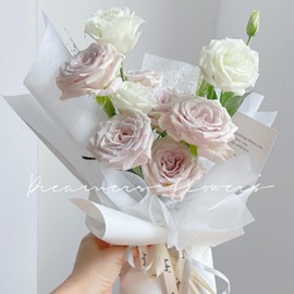 OUKEYI OUKEYI 40 Sheets Korean Of Cotton Wrapping Flower Paper Non-Woven Floral Wrapping Paper, Waterproof Pleated Withdrawable Flower Bouquet Lining Paper Gift Packaging Paper (Milk)