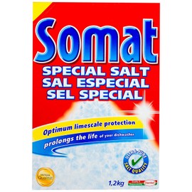 Somat Dishwasher Salt Water Softener - Special Salt Coarse-Grained - Lime Protection, Ensures Soft Water, Anti-Water Stains, Prolongs The Life of The Dishwasher, 1.2 KG (2.6 LB), 2 Pack