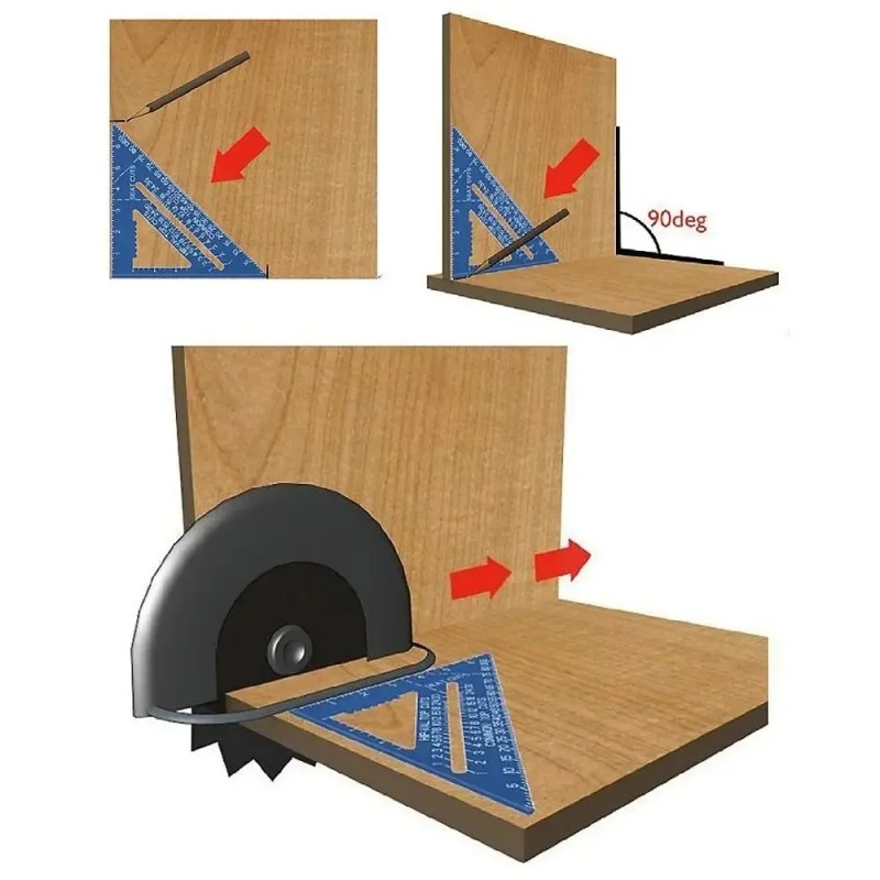 7-Inch Aluminum Speed Square with Imperial Markings for Woodworking Layout