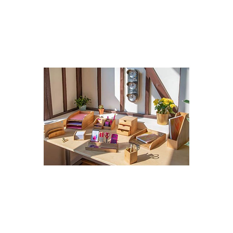 OSCO Bamboo Large Remote Organiser | 4 Compartments | Office