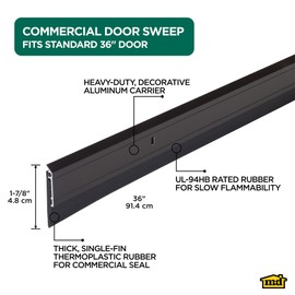 M-D Building Products 68254 All-Season Door Sweep, Heavy Duty Aluminum, Ideal for Residential & Commercial Use, Easy Installation with Heavy Rubber Seal, Ensure Comfort and Security (36 Inch, Bronze)