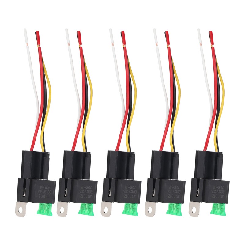 5Pcs Automotive Relay 12V DC 30A 4 Pin 4 Wire