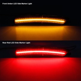 Aexploer 4PCS LED Side Marker Lights Compatible with Mustang S650 2024-Up,Front Rear Side Markers Lamps Lights Assembly(Smoked Lens)