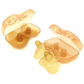 Finever Nipple Shields for Breastfeeding Nursing Newborn for Women Baby Premium Contact Nippleshield for with Latch Difficulties or Flat or Inverted Nipples Light Brown Color 2 Pair