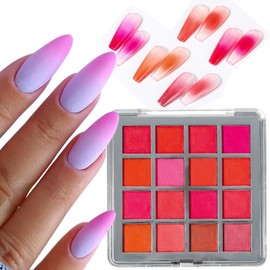 Nail Pigment Powder Set, 16 Colors Gradient Nail Glitter Powder, Neon Fluorescent Pigment Kit, Pink Rubbing Dust, Solid Pigment for Ombre Nail Design, Professional Manicure Accessories