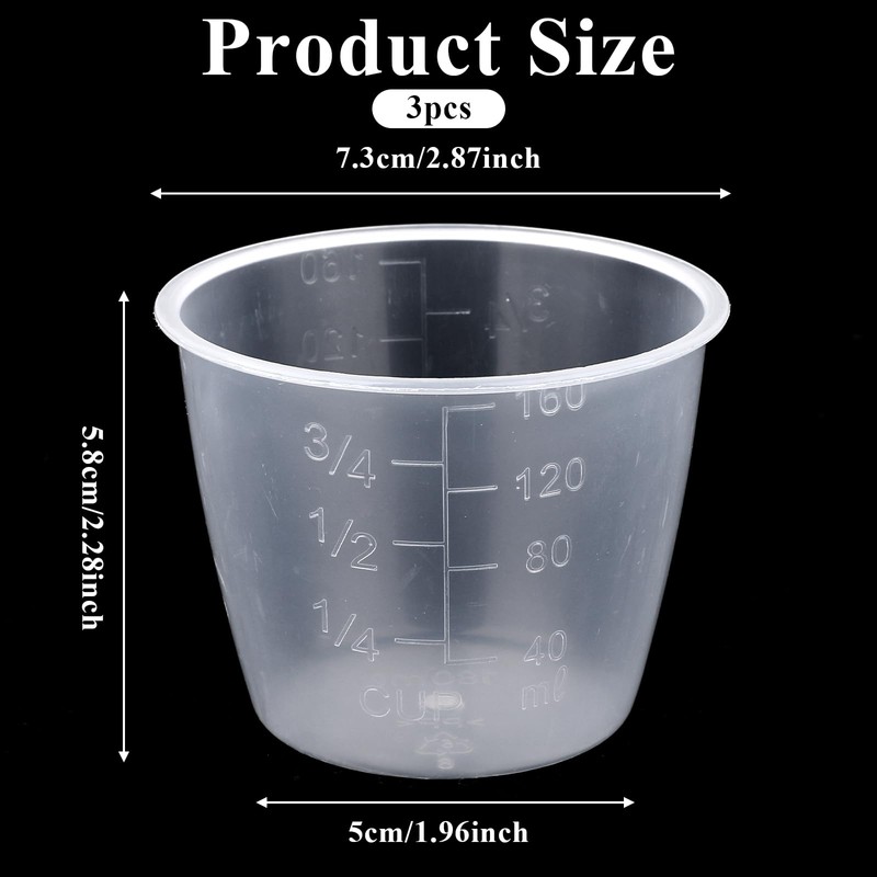 3PCS Rice Measuring Cup 160 ml Plastic Transparent Rice-Cooker Cups