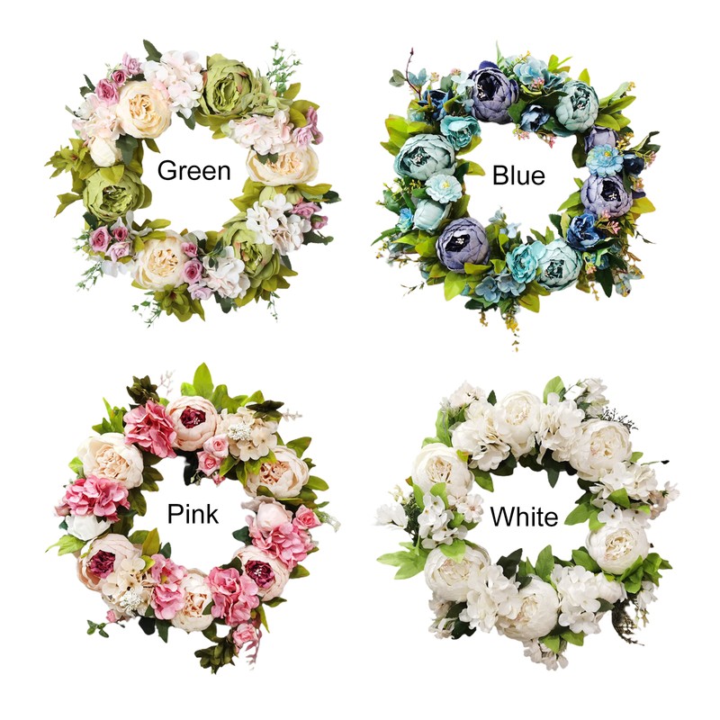 Artificial Peony Wreath Rattan Silk Cloth Simulation Decorative Front Door