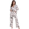 YiNi LuLu Womens Silk Satin Pajamas Set Button Down 2