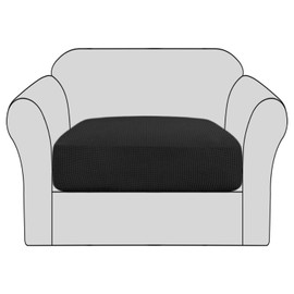 BellaHills Stretch Sofa Seat Cushion Cover Sofa Couch Cushion Furniture Protector Sofa Slipcover with Elastic Bottom Spandex Jacquard Fabric Small Checks(1 Piece, Black)