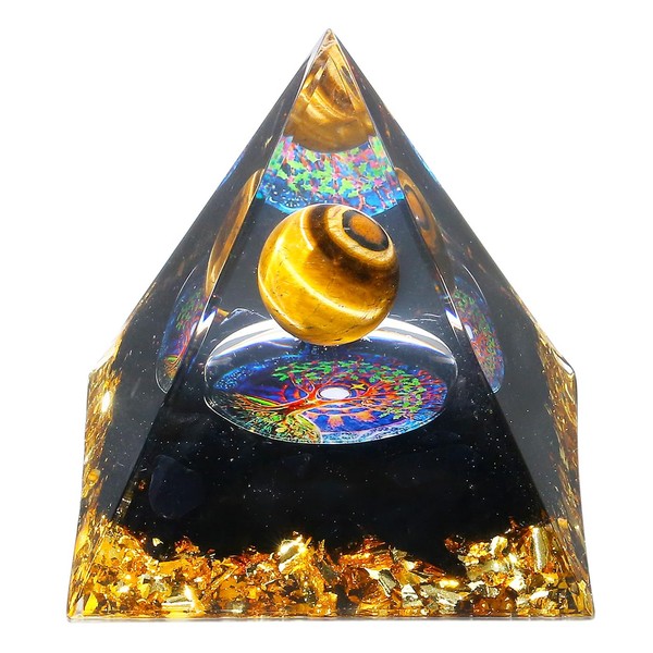 XIANNVXI 2.4 Inch Large Pyramid Tiger's Eye Obsidian Stone Crystals Gemstones Pyramids Natural Witchy Decor Energy Gifts for Women Men