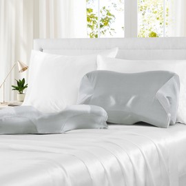 P Pothuiny Satin Pillowcase for Cervical Pillow, Smooth Neck Pillow Case Cover Silky Soft Contour Cervical Pillow Cover with Zipper (Light Grey)