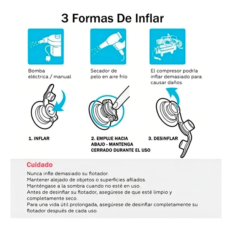 Colchón Inflable Queen Azul Cama De Aire Camping