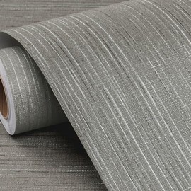 FunStick Papel pintado de grama gris grueso para despegar y pegar, texturizado, de grama sintética, papel pintado de grama para despegar y pegar, gris, tela adhesiva de contacto para gabinetes, papel
