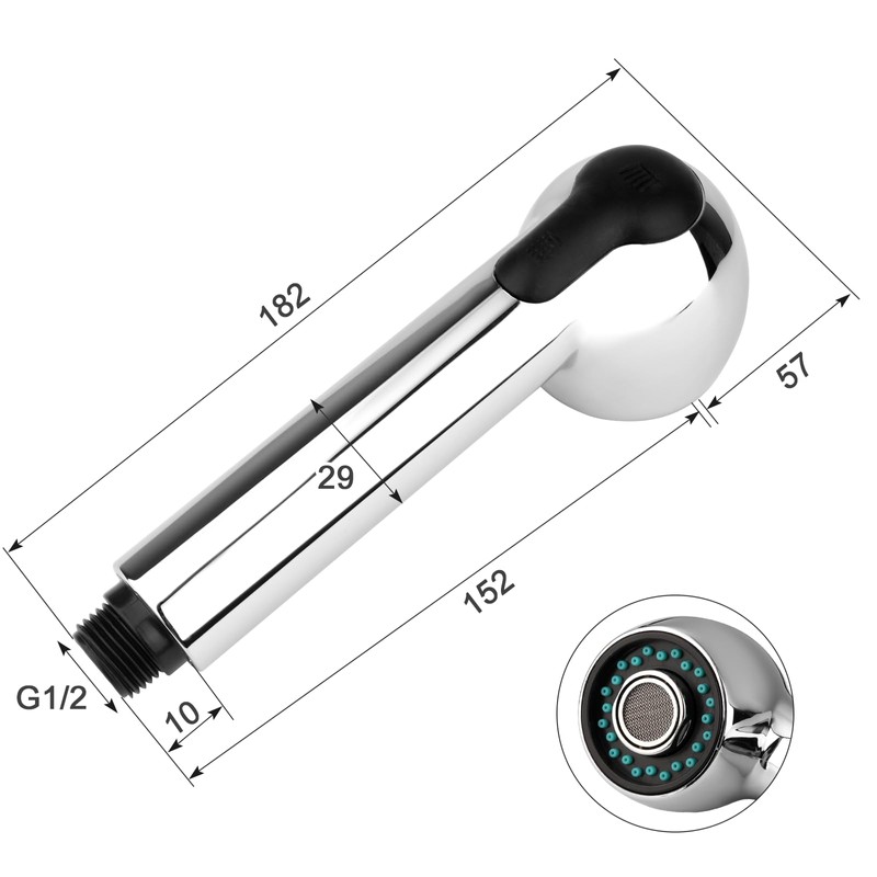 Dish Rinser Replacement Head with 2 Jet Types Hand Shower