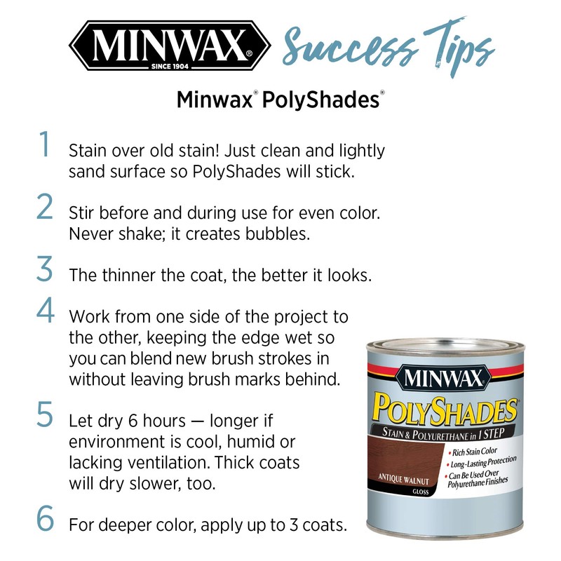 Minwax 619804444 PolyShades® 275 VOC, Bombay Mahogany 380, Satin, 1