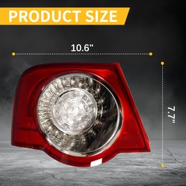 Road Hawk Rear Tail Light Compatible With Volkswagen Passat B6 Sedan 2006-2011 Outer LED Rear Tail Lamp Brake Signal Light (Outer-Right)
