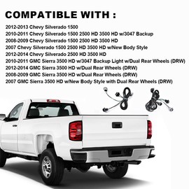 PIT66 Left & Right Tail Light Lamp Wiring Harness, Compatible with 2007 2008 2009 2010 2011 2012 2013 2014 Chevy Silverado/08-14 GMC Sierra LH RH Side Rear Lamp Assembly Tail Lights Taillight